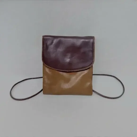 Vintage Tula Multi-Tone Brown Leather Crossbody Organizer Bag with Flap Closure - Picture 2 of 5